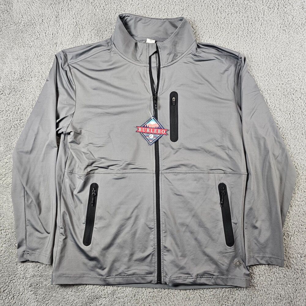 Burlebo Sprinter Jacket Mens Large Gray Full Zip 4 Way Stretch Athleisure Golf